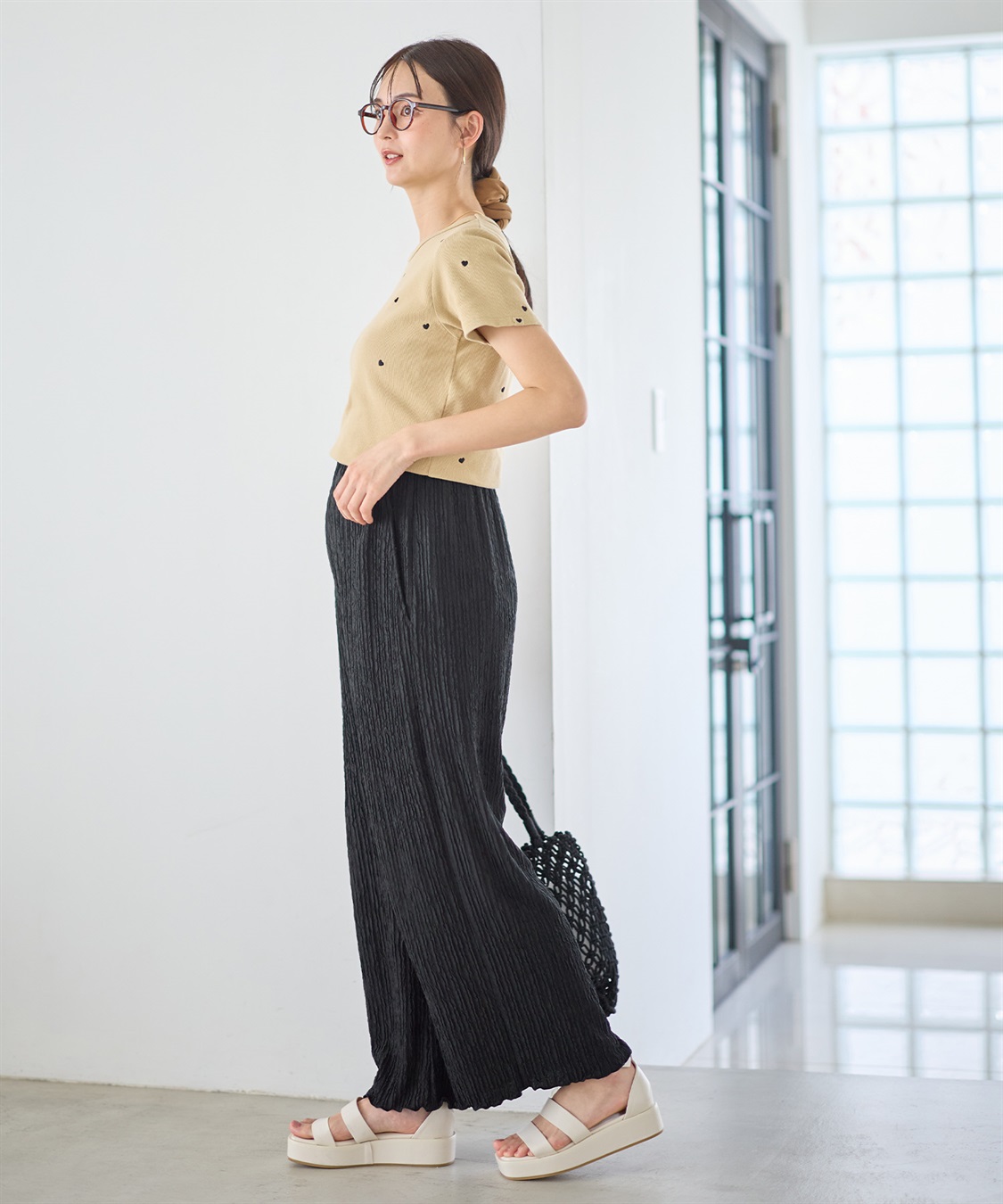 Rosemadame ストライプジャガードワイドパンツ（マタニティ～産後）妊婦服 産前・産後対応_sub_10