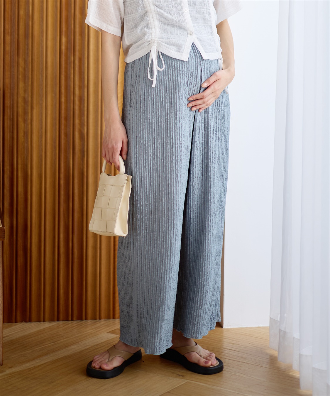 Rosemadame ストライプジャガードワイドパンツ（マタニティ～産後）妊婦服 産前・産後対応_sub_21