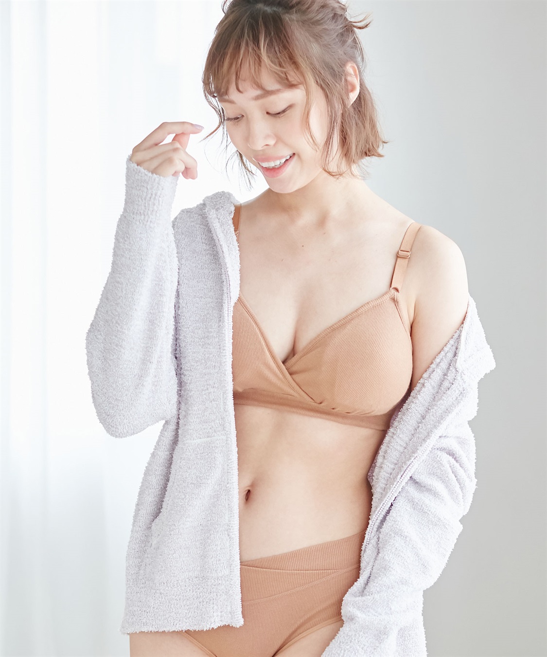 Rosemadame 【吸水シリーズ】吸水パッド付き授乳ブラジャー　授乳ブラ ノンワイヤー ブラジャー マタニティ 下着 簡単授乳 母乳パッド付き 産前 産後 クロスオープン ハーフトップ_sub_1