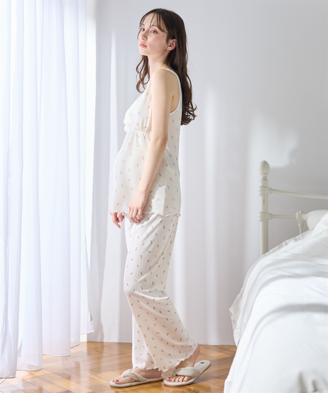 Rosemadame マタニティ 授乳タンクトップ｜ノンワイヤー ワッフル風 アイス柄 パッド付き 産前産後対応_sub_3