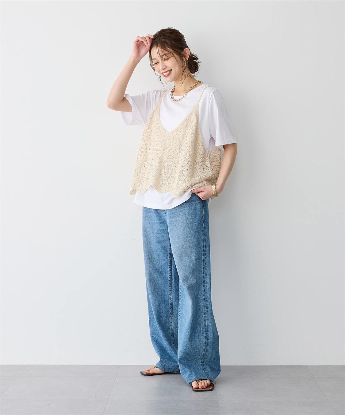anyfee 【anyfee/プラスサイズ】かぎ針編み風ニットビスチェ_sub_4