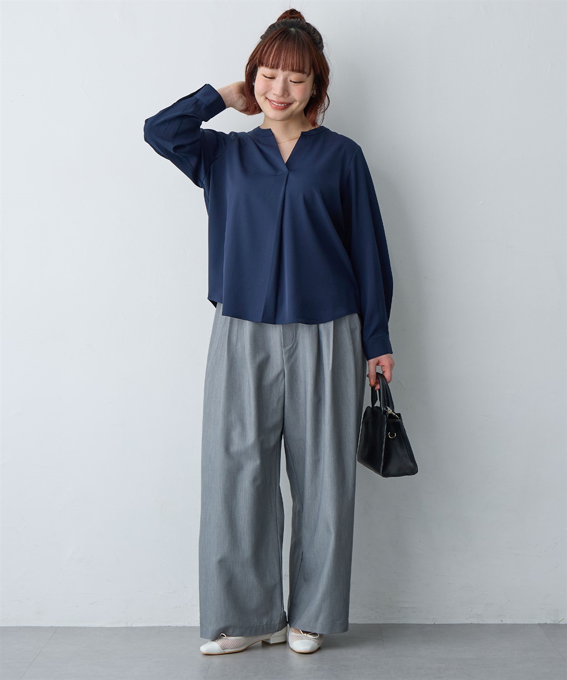 anyfee 【anyfee/大きいサイズ】ウエストゴム多タックワイドパンツ《低身長サイズ有》◆新色追加◆_sub_9