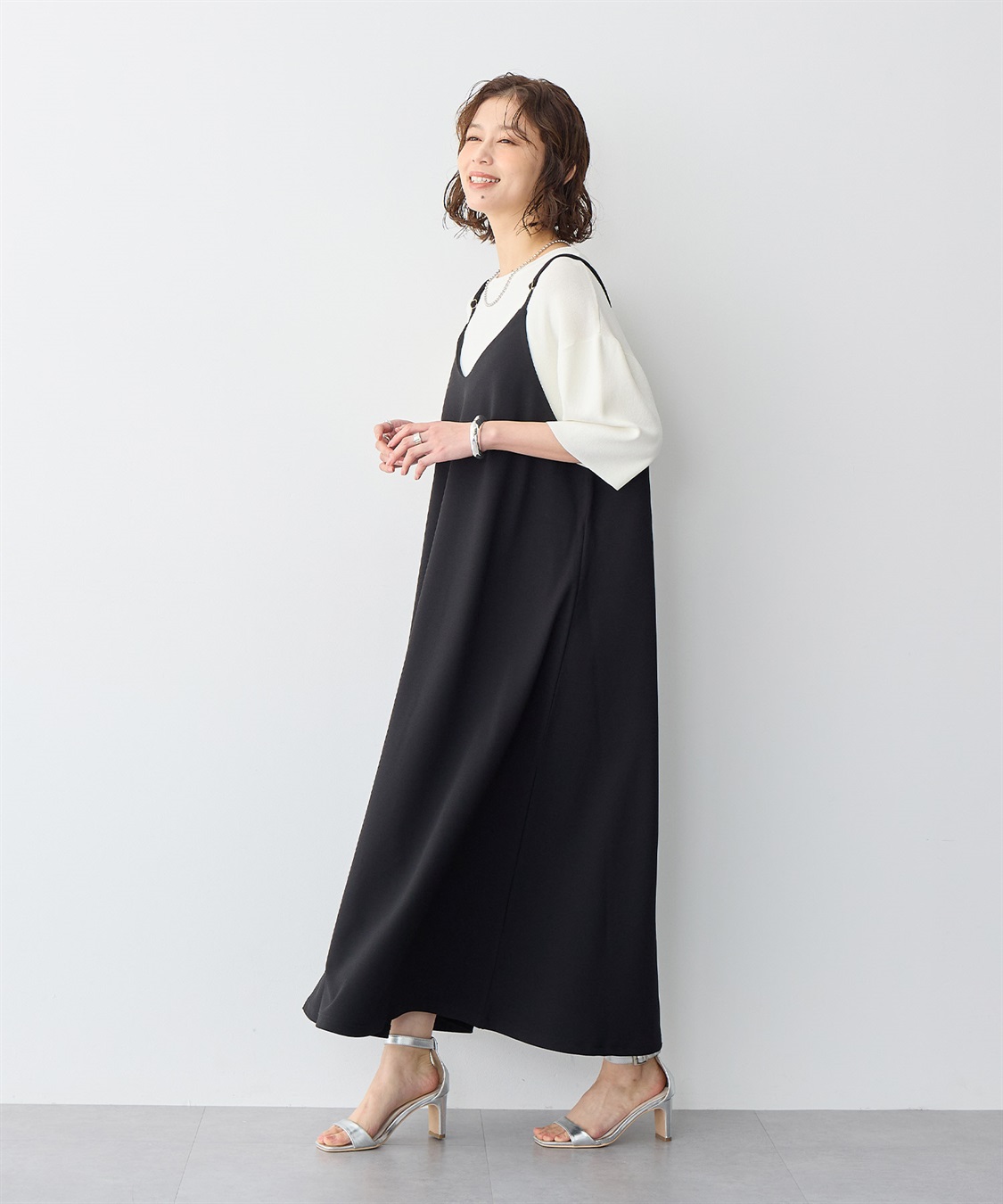 anyfee 【anyfee/プラスサイズ】ニットジョーゼットキャミワンピース《大きいサイズ》_sub_15