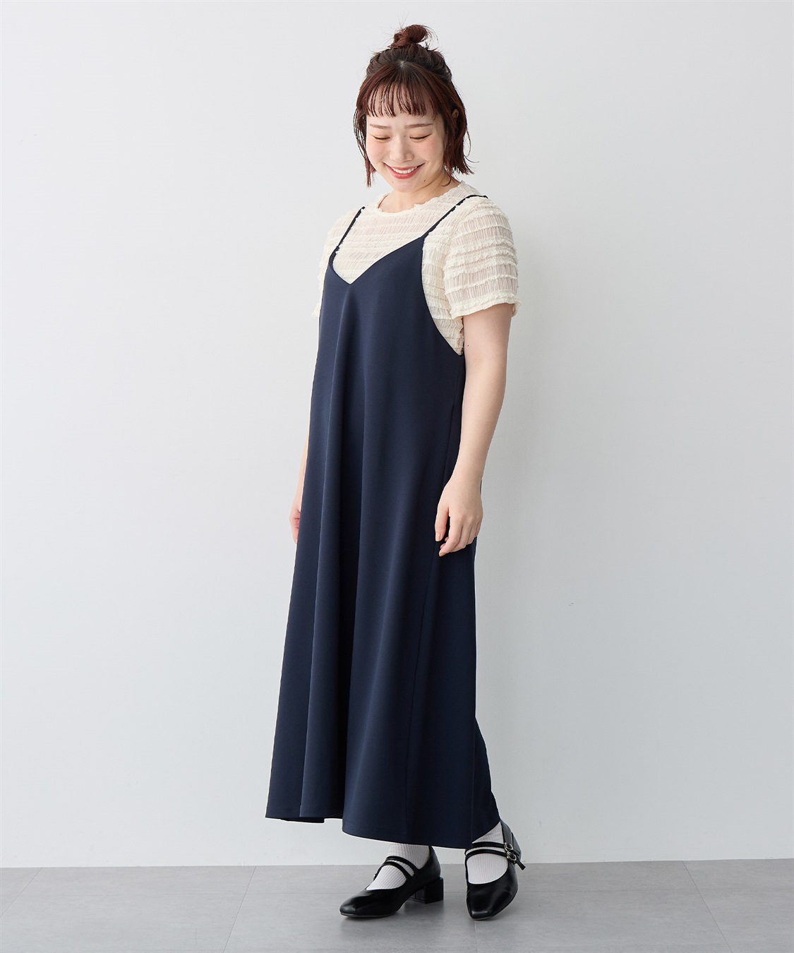 anyfee 【anyfee/プラスサイズ】ニットジョーゼットキャミワンピース《大きいサイズ》_sub_17
