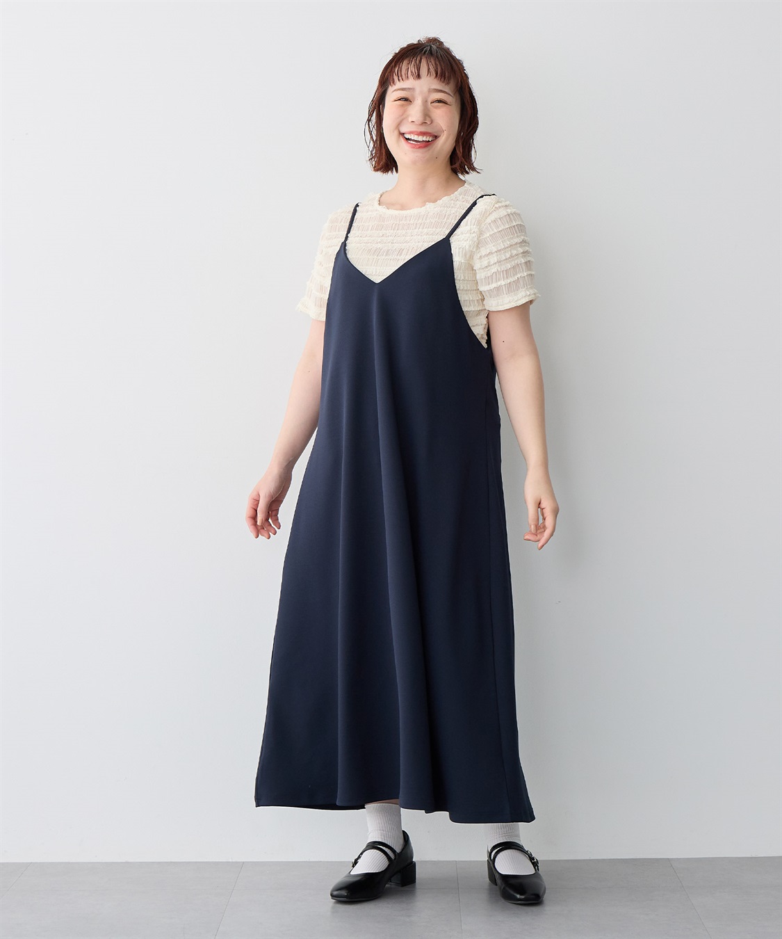 anyfee 【anyfee/プラスサイズ】ニットジョーゼットキャミワンピース《大きいサイズ》_sub_19