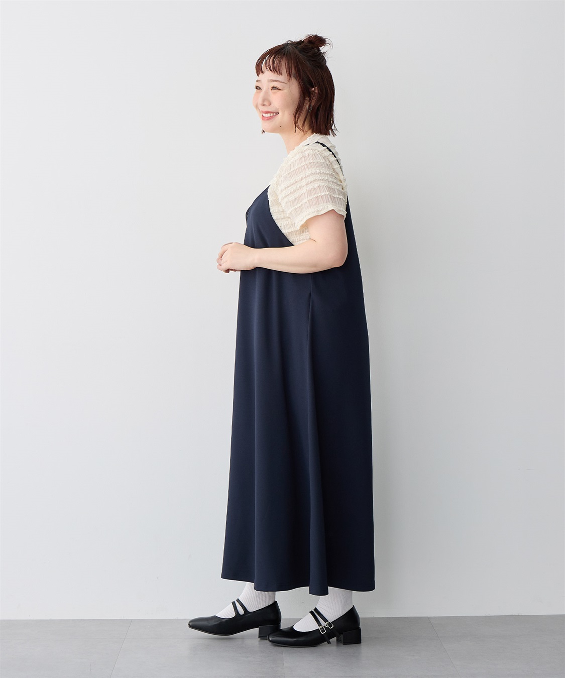 anyfee 【anyfee/プラスサイズ】ニットジョーゼットキャミワンピース《大きいサイズ》_sub_20
