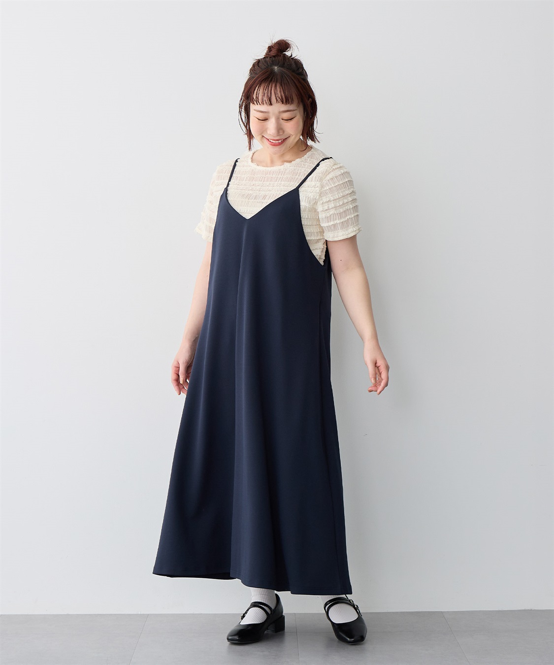anyfee 【anyfee/プラスサイズ】ニットジョーゼットキャミワンピース《大きいサイズ》_sub_22