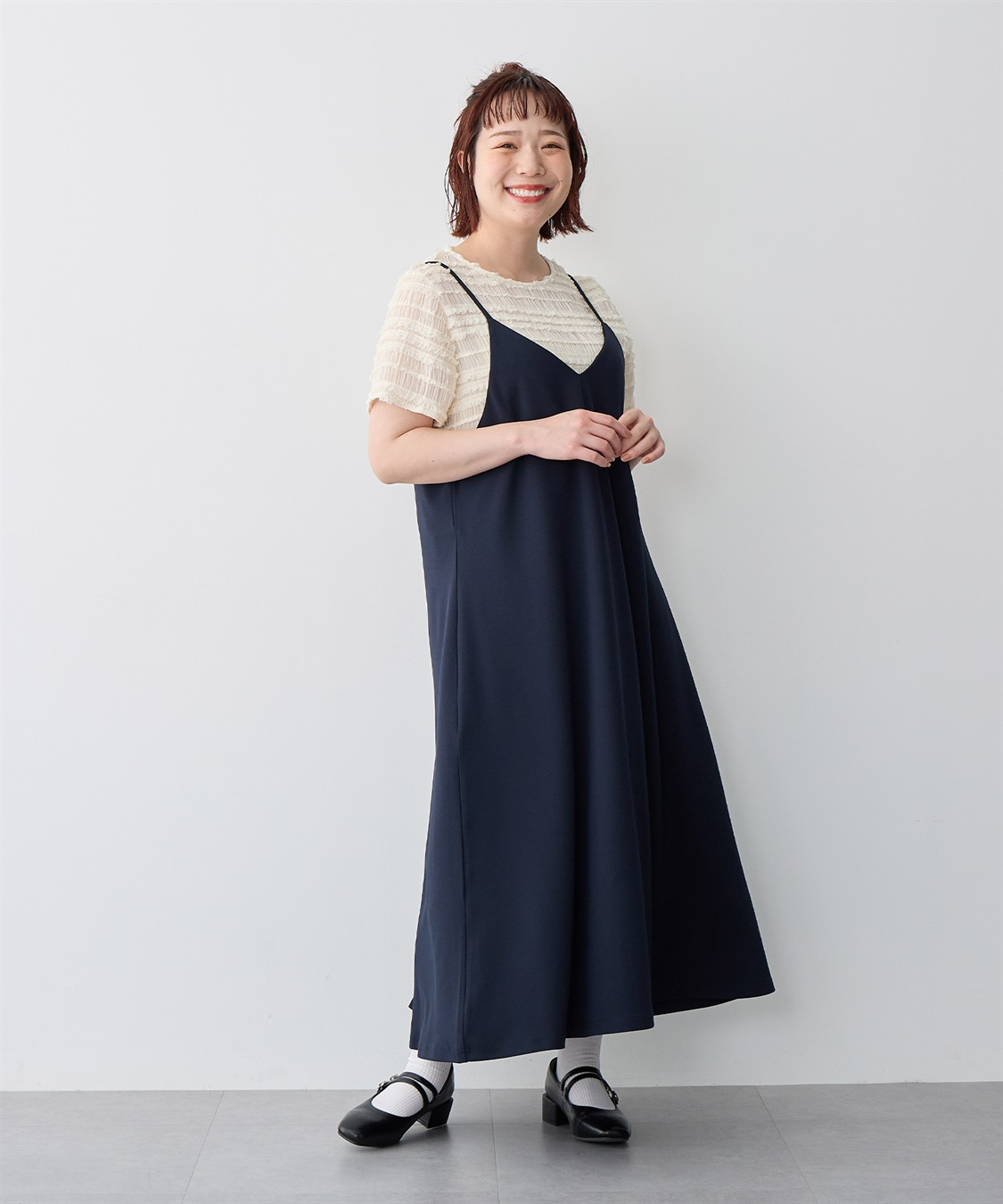 anyfee 【anyfee/プラスサイズ】ニットジョーゼットキャミワンピース《大きいサイズ》_sub_23