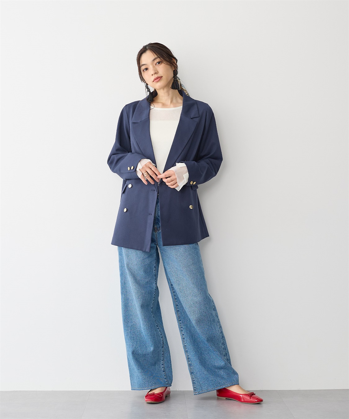 anyfee 【anyfee/プラスサイズ】金釦ダブルブレストジャケット_sub_1