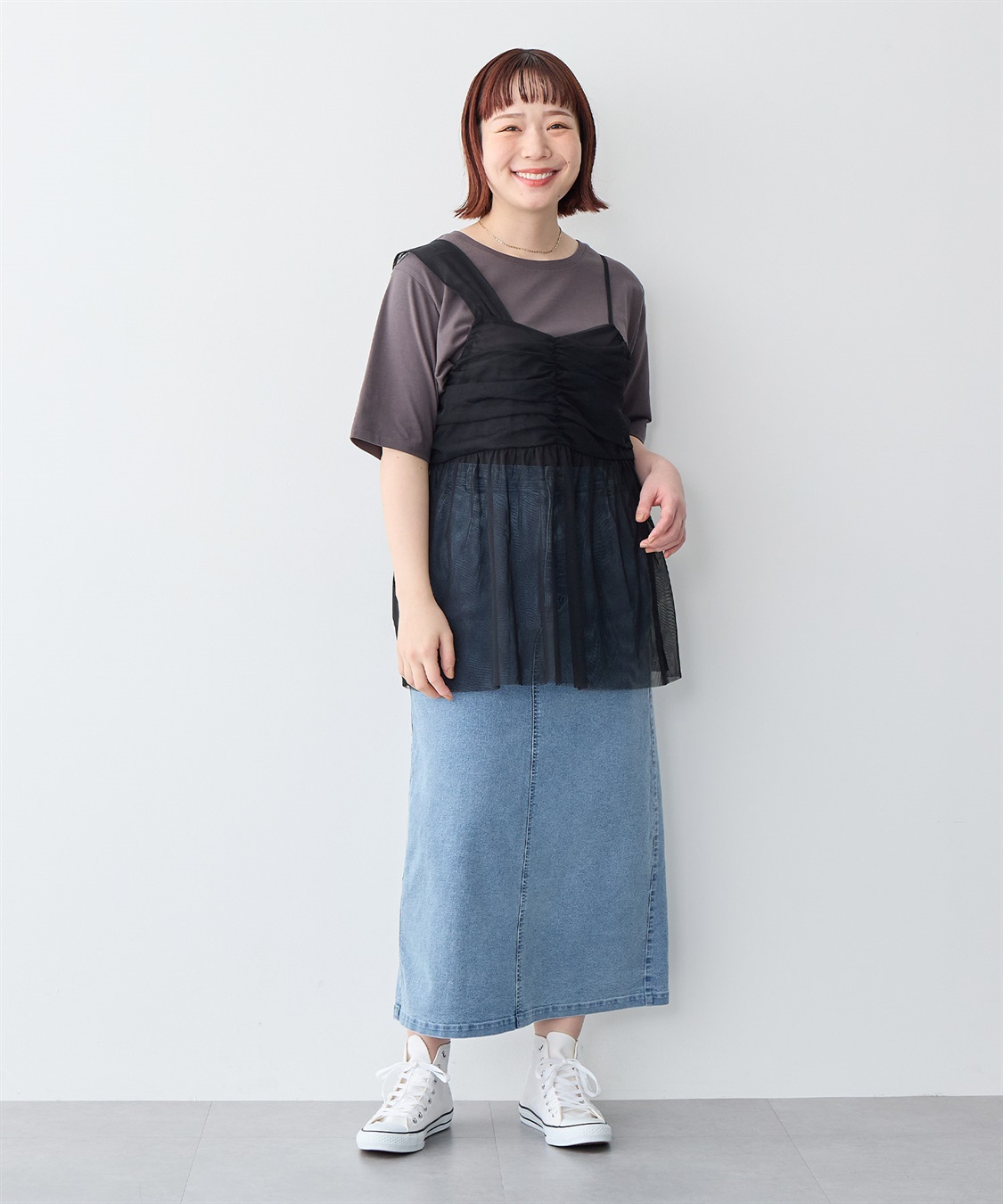 anyfee 【anyfee/プラスサイズ】チュールアシンメトリーデザインキャミソール_sub_6
