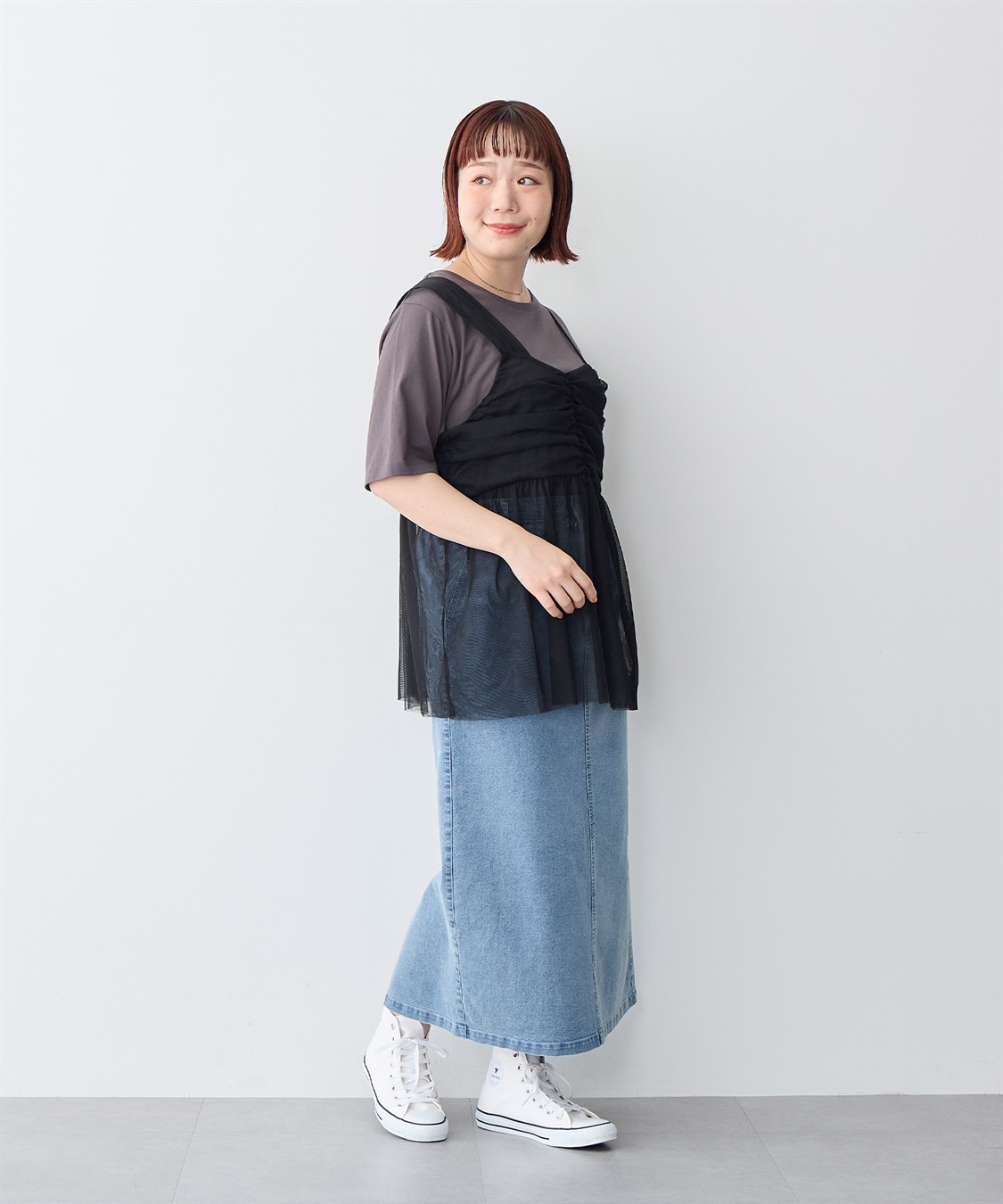 anyfee 【anyfee/プラスサイズ】チュールアシンメトリーデザインキャミソール_sub_8