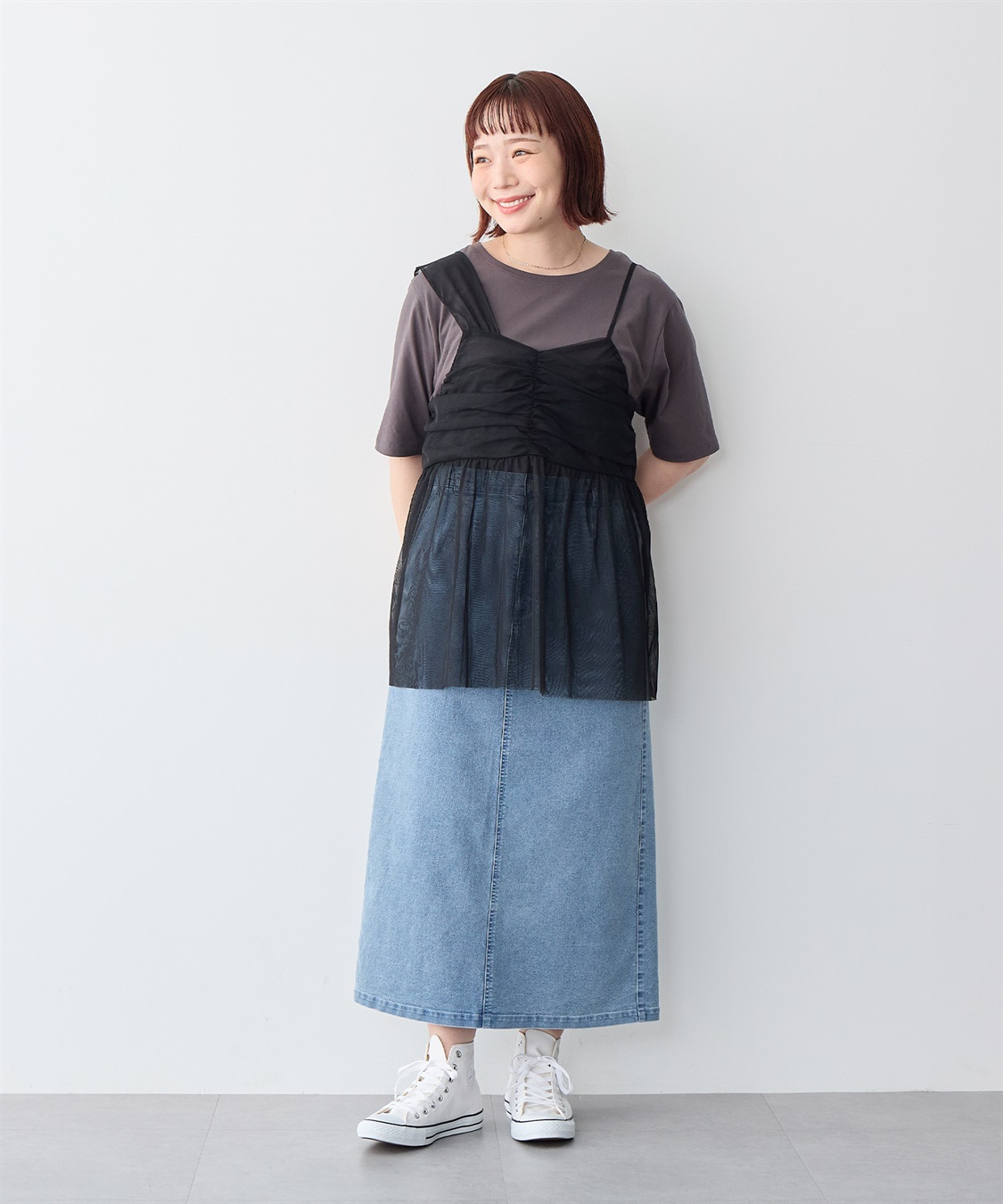 anyfee 【anyfee/プラスサイズ】チュールアシンメトリーデザインキャミソール_sub_9