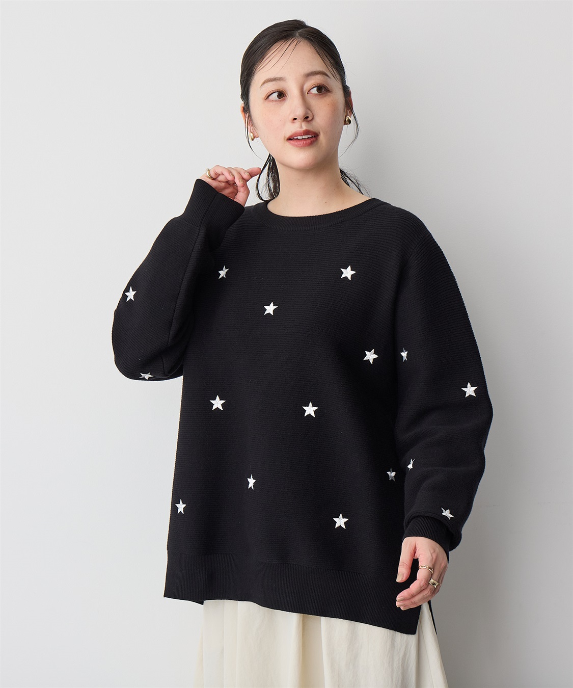 anyfee 【anyfee/プラスサイズ】星柄刺繍ニットプルオーバー_sub_18