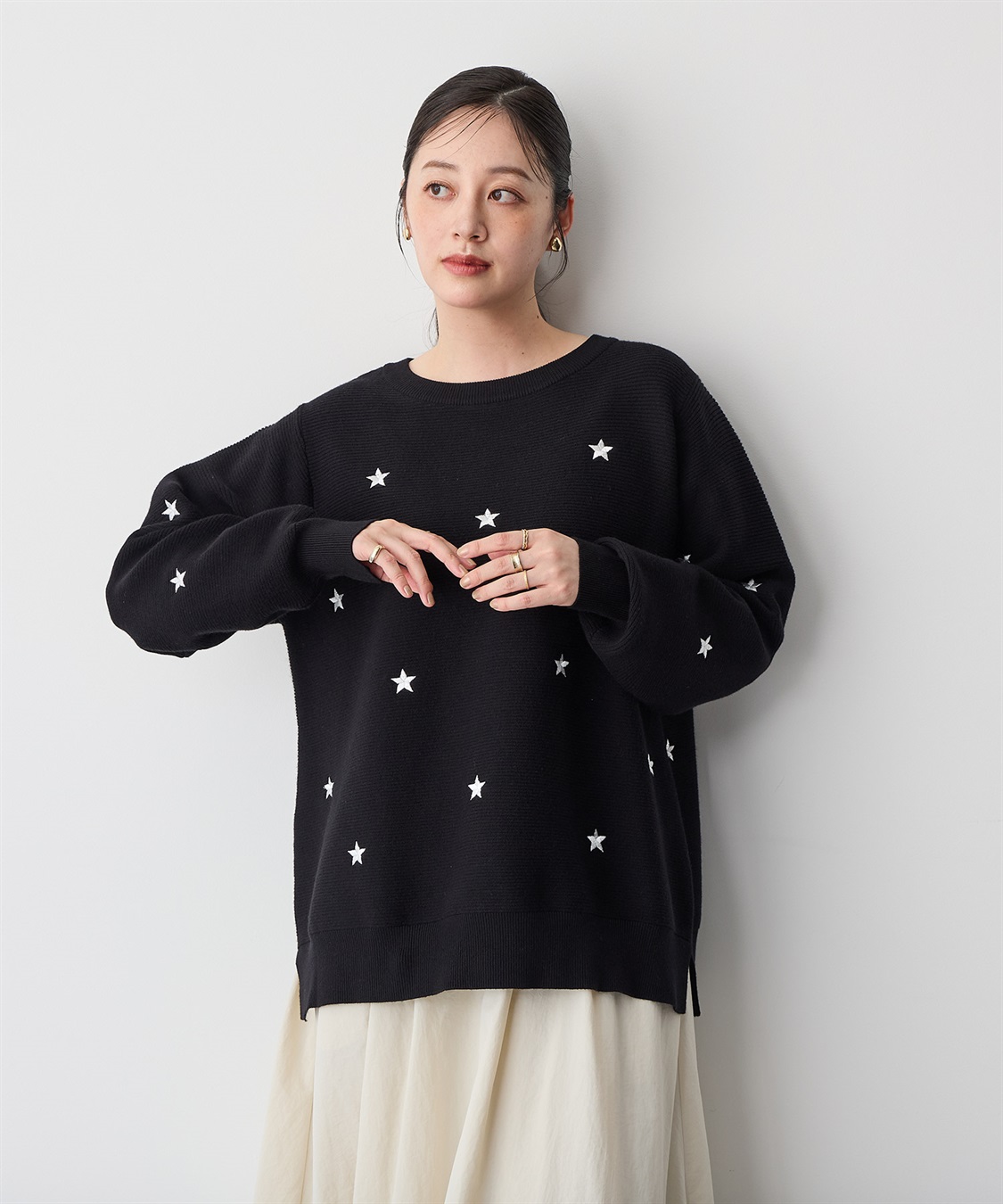 anyfee 【anyfee/プラスサイズ】星柄刺繍ニットプルオーバー_sub_20