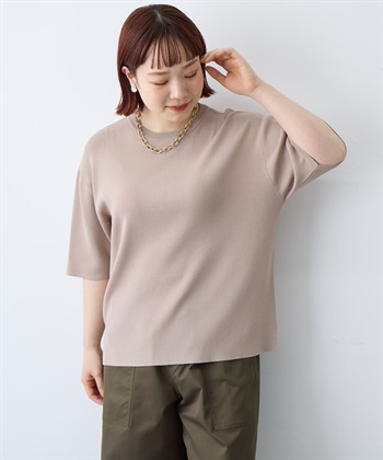 anyfee 【anyfee/プラスサイズ】ドライタッチ半袖ニット《接触冷感/洗濯可能》◆新色追加◆_subthumb_1