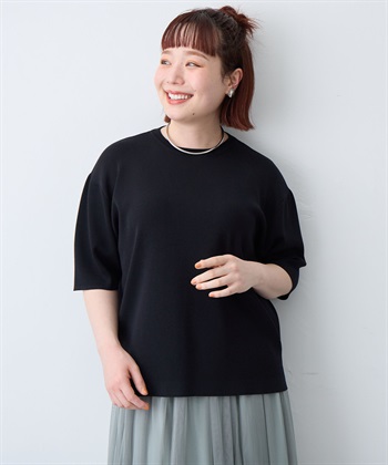 anyfee 【anyfee/プラスサイズ】ドライタッチ半袖ニット《接触冷感/洗濯可能》◆新色追加◆_subthumb_3