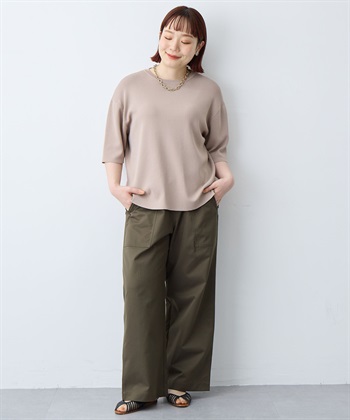 anyfee 【anyfee/プラスサイズ】ドライタッチ半袖ニット《接触冷感/洗濯可能》◆新色追加◆_subthumb_9