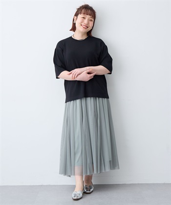 anyfee 【anyfee/プラスサイズ】ドライタッチ半袖ニット《接触冷感/洗濯可能》◆新色追加◆_subthumb_13