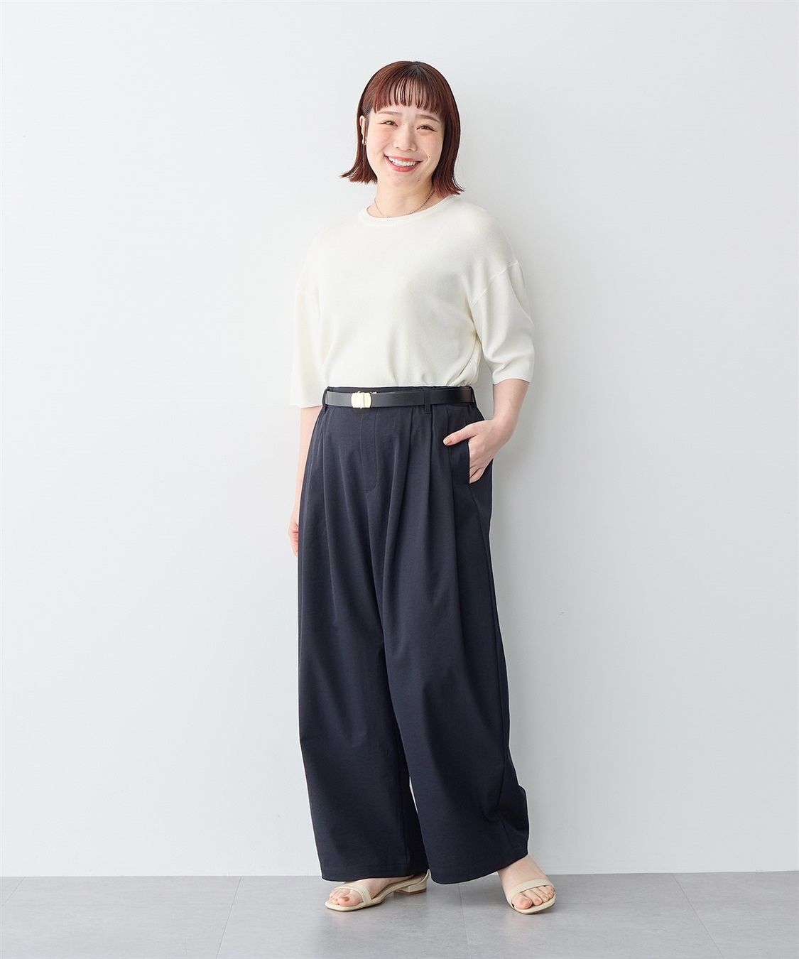 anyfee 【anyfee/プラスサイズ】ドライタッチ半袖ニット《接触冷感/洗濯可能》◆新色追加◆_sub_18