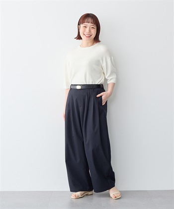 anyfee 【anyfee/プラスサイズ】ドライタッチ半袖ニット《接触冷感/洗濯可能》◆新色追加◆_subthumb_18
