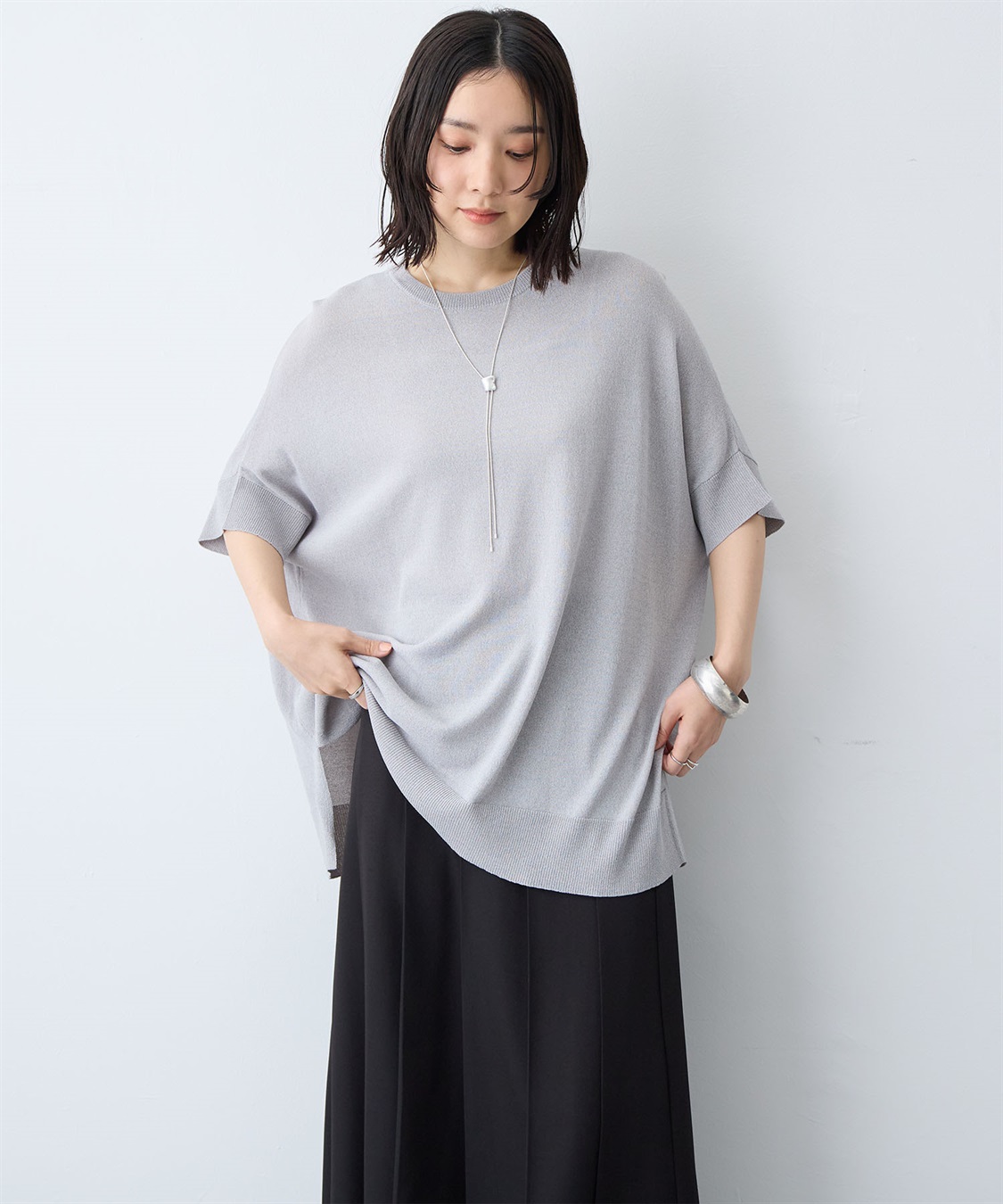 anyfee 【anyfee/大きいサイズ】ドライタッチドルマンニット◆新色追加◆《接触冷感/マシンウォッシャブル》_sub_1