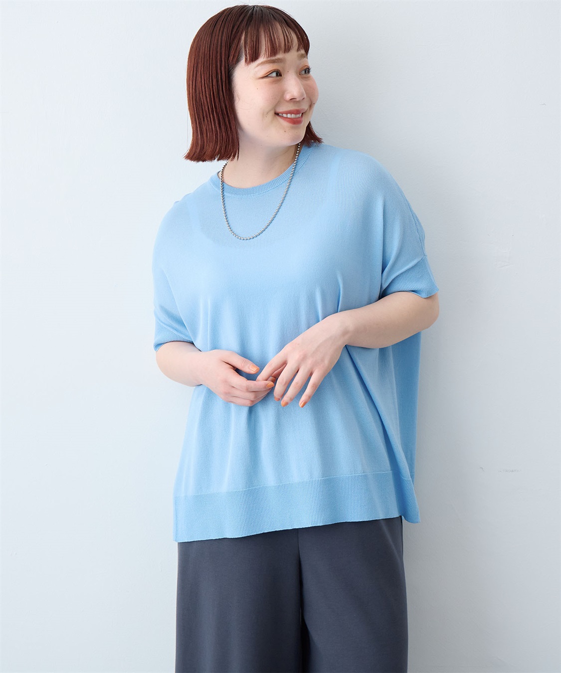 anyfee 【anyfee/大きいサイズ】ドライタッチドルマンニット◆新色追加◆《接触冷感/マシンウォッシャブル》_sub_2