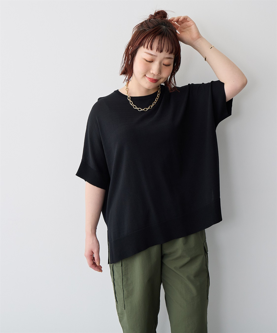 anyfee 【anyfee/大きいサイズ】ドライタッチドルマンニット◆新色追加◆《接触冷感/マシンウォッシャブル》_sub_9