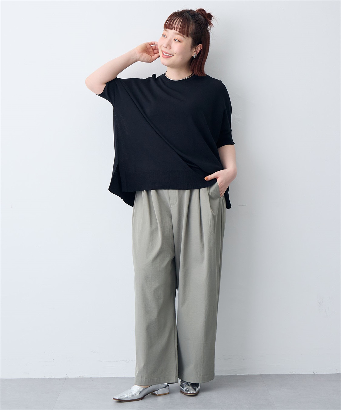 anyfee 【anyfee/大きいサイズ】ドライタッチドルマンニット◆新色追加◆《接触冷感/マシンウォッシャブル》_sub_12