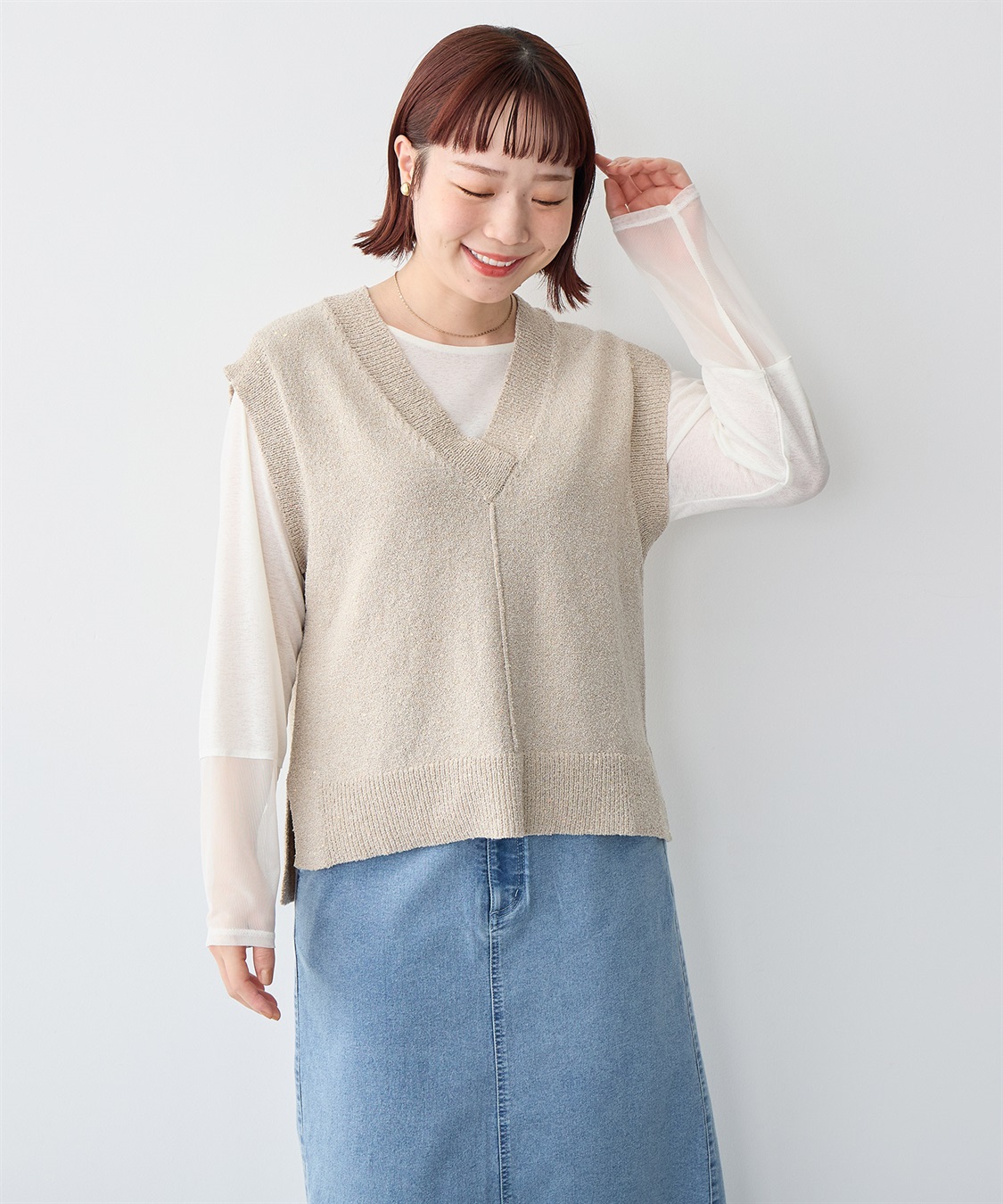 anyfee 【anyfee/プラスサイズ】スパンコールニットベスト_sub_12