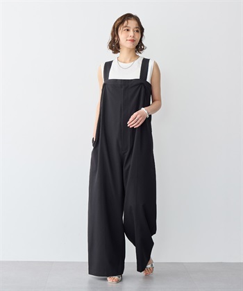 anyfee 【anyfee/プラスサイズ】新色追加●タック入りワイドサロペット《接触冷感/ストレッチ》◆低身長向けサイズ有◆_subthumb_1