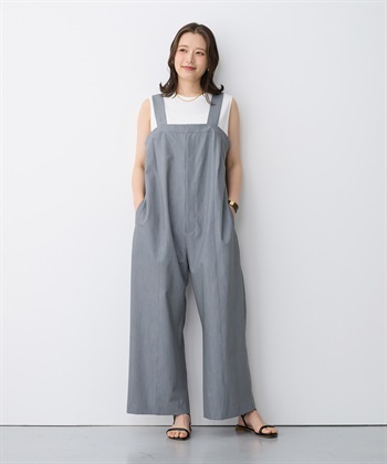 anyfee 【anyfee/プラスサイズ】新色追加●タック入りワイドサロペット《接触冷感/ストレッチ》◆低身長向けサイズ有◆_subthumb_2