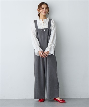anyfee 【anyfee/プラスサイズ】新色追加●タック入りワイドサロペット《接触冷感/ストレッチ》◆低身長向けサイズ有◆_subthumb_7