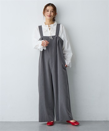anyfee 【anyfee/プラスサイズ】新色追加●タック入りワイドサロペット《接触冷感/ストレッチ》◆低身長向けサイズ有◆_subthumb_8