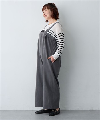 anyfee 【anyfee/プラスサイズ】新色追加●タック入りワイドサロペット《接触冷感/ストレッチ》◆低身長向けサイズ有◆_subthumb_11
