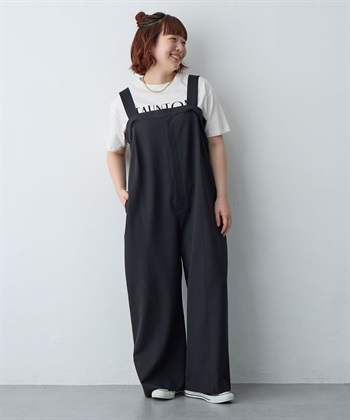 anyfee 【anyfee/プラスサイズ】新色追加●タック入りワイドサロペット《接触冷感/ストレッチ》◆低身長向けサイズ有◆_subthumb_13