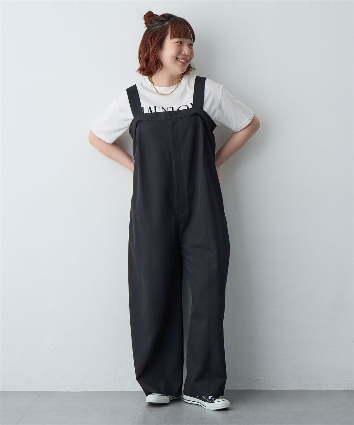 anyfee 【anyfee/プラスサイズ】新色追加●タック入りワイドサロペット《接触冷感/ストレッチ》◆低身長向けサイズ有◆_sub_14