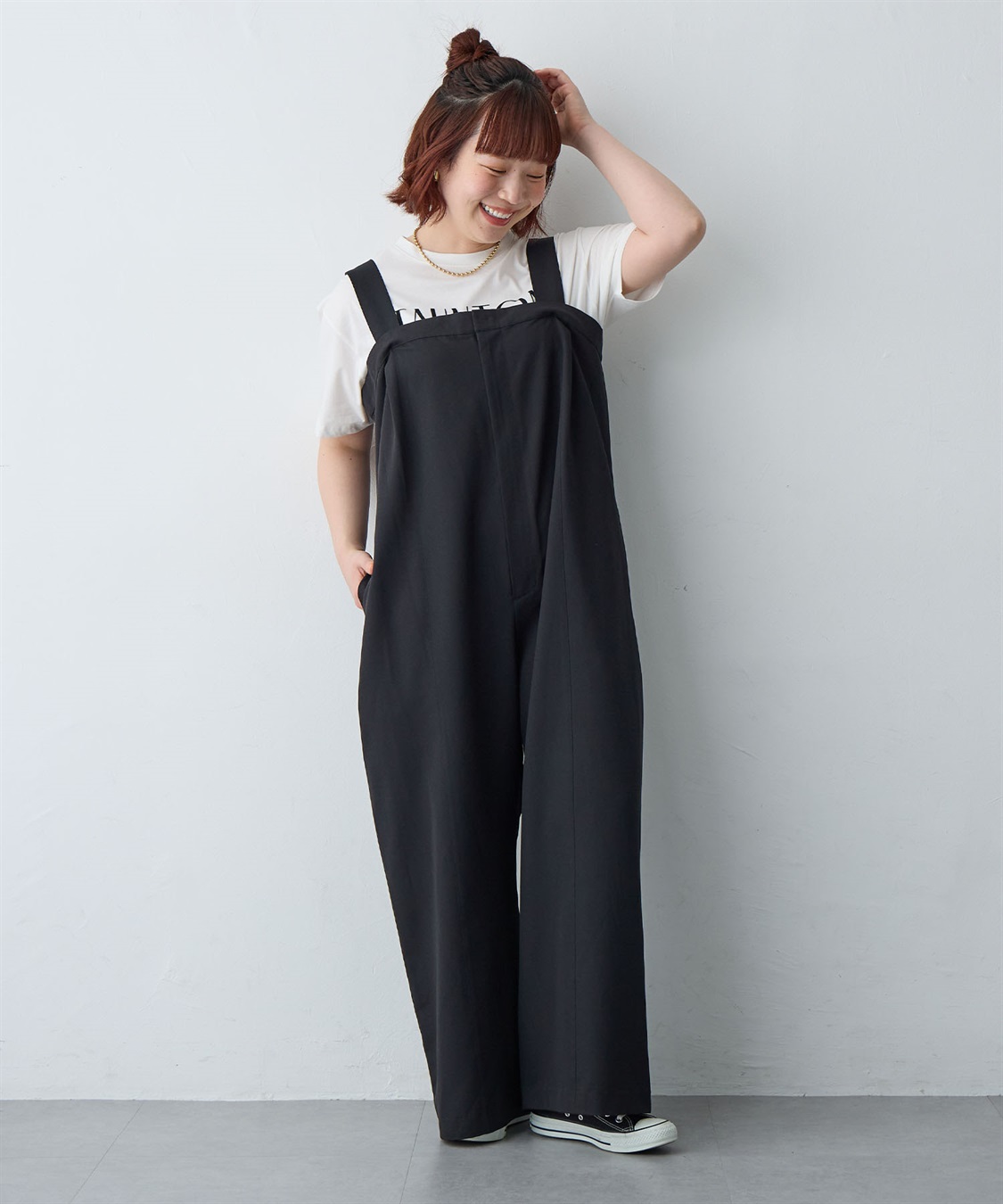anyfee 【anyfee/プラスサイズ】新色追加●タック入りワイドサロペット《接触冷感/ストレッチ》◆低身長向けサイズ有◆_sub_15