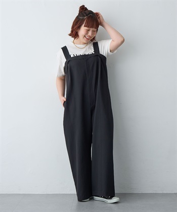 anyfee 【anyfee/プラスサイズ】新色追加●タック入りワイドサロペット《接触冷感/ストレッチ》◆低身長向けサイズ有◆_subthumb_15