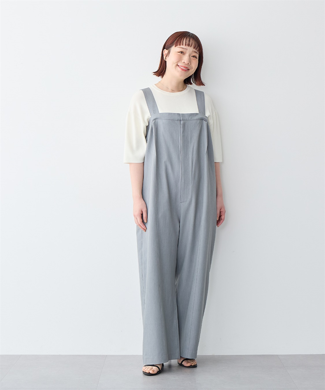 anyfee 【anyfee/プラスサイズ】新色追加●タック入りワイドサロペット《接触冷感/ストレッチ》◆低身長向けサイズ有◆_sub_17