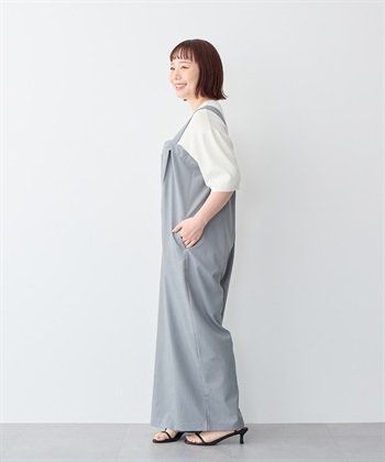 anyfee 【anyfee/プラスサイズ】新色追加●タック入りワイドサロペット《接触冷感/ストレッチ》◆低身長向けサイズ有◆_subthumb_18