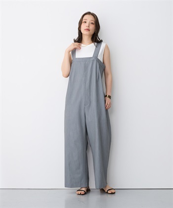 anyfee 【anyfee/プラスサイズ】新色追加●タック入りワイドサロペット《接触冷感/ストレッチ》◆低身長向けサイズ有◆_subthumb_20