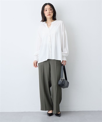 anyfee 【anyfee/大きいサイズ】リネン調ワイドパンツ《接触冷感 ・UVカット・イージーケア》 ◆新色追加・低身長サイズ有◆（セットアップ対応/上下別売り）_subthumb_11