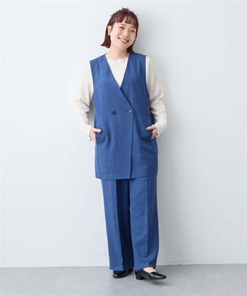 anyfee 【anyfee/大きいサイズ】リネン調ワイドパンツ《接触冷感 ・UVカット・イージーケア》 ◆新色追加・低身長サイズ有◆（セットアップ対応/上下別売り）_subthumb_14