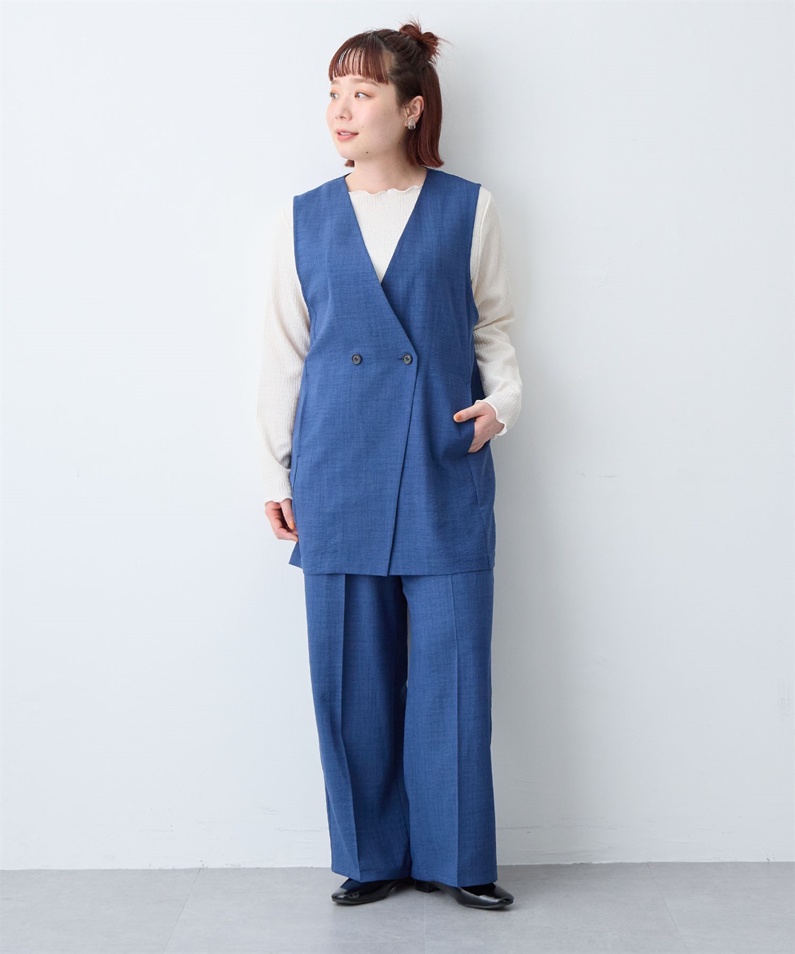 anyfee 【anyfee/大きいサイズ】リネン調ワイドパンツ《接触冷感 ・UVカット・イージーケア》 ◆新色追加・低身長サイズ有◆（セットアップ対応/上下別売り）_sub_15