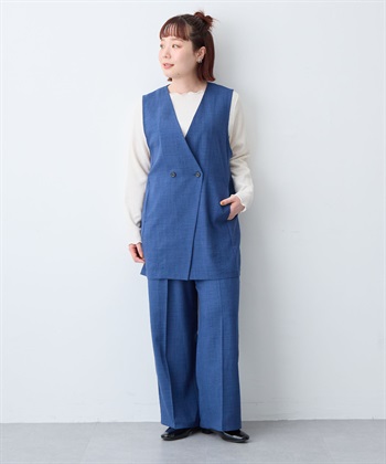 anyfee 【anyfee/大きいサイズ】リネン調ワイドパンツ《接触冷感 ・UVカット・イージーケア》 ◆新色追加・低身長サイズ有◆（セットアップ対応/上下別売り）_subthumb_15