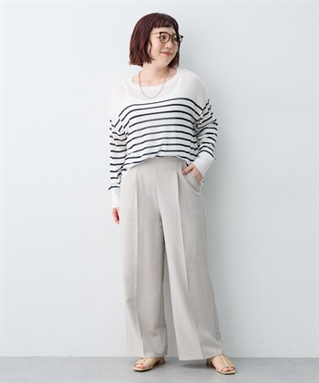 anyfee 【anyfee/大きいサイズ】リネン調ワイドパンツ《接触冷感 ・UVカット・イージーケア》 ◆新色追加・低身長サイズ有◆（セットアップ対応/上下別売り）_subthumb_17