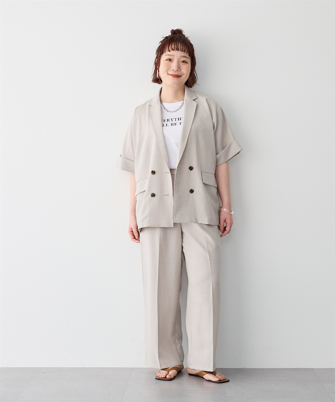 anyfee 【anyfee/大きいサイズ】リネン調ワイドパンツ《接触冷感 ・UVカット・イージーケア》 ◆新色追加・低身長サイズ有◆（セットアップ対応/上下別売り）_sub_18