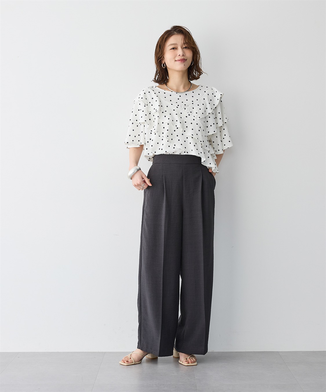 anyfee 【anyfee/大きいサイズ】リネン調ワイドパンツ《接触冷感 ・UVカット・イージーケア》 ◆新色追加・低身長サイズ有◆（セットアップ対応/上下別売り）_sub_19