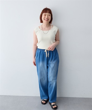 anyfee 【anyfee/大きいサイズ】スクエアネックデザインストリングニットタンクトップ（接触冷感）◆新色追加◆_subthumb_12