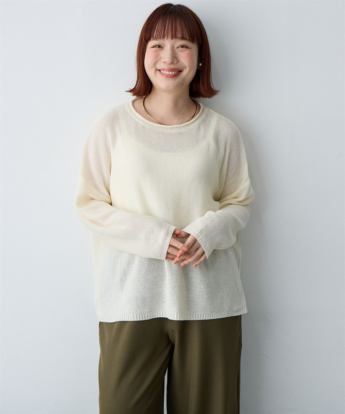anyfee 【anyfee/大きいサイズ】リネンライクルーズニットプルオーバー◆新色追加◆_sub_2